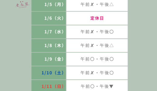 1月5日から1月11日までの予約状況のお知らせ