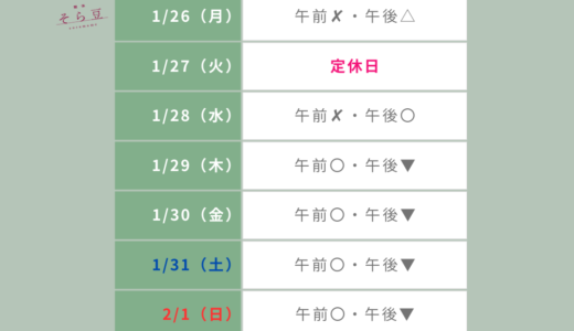 1月26日から2月1日までの予約状況のお知らせ